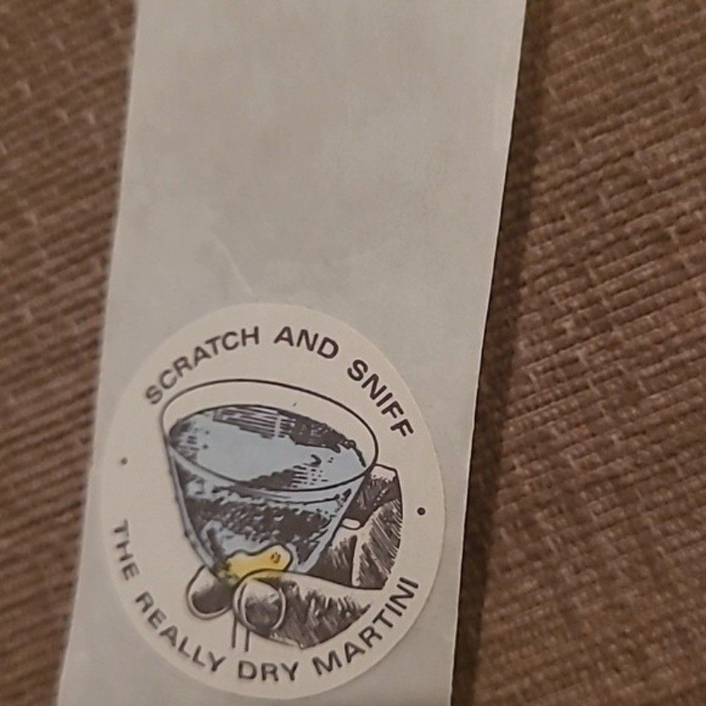 Scratch and Sniff Sticker the really dry martini Vintage 1980s 3M Matte